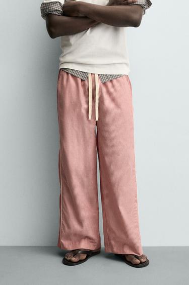 STRIPED TROUSERS WITH CONTRAST SIDE STRIPES - Red by Zara