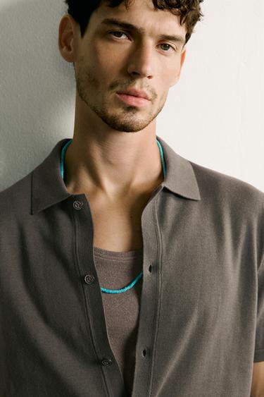CAMISA PUNTO RELAXED FIT - Verde gris de Zara