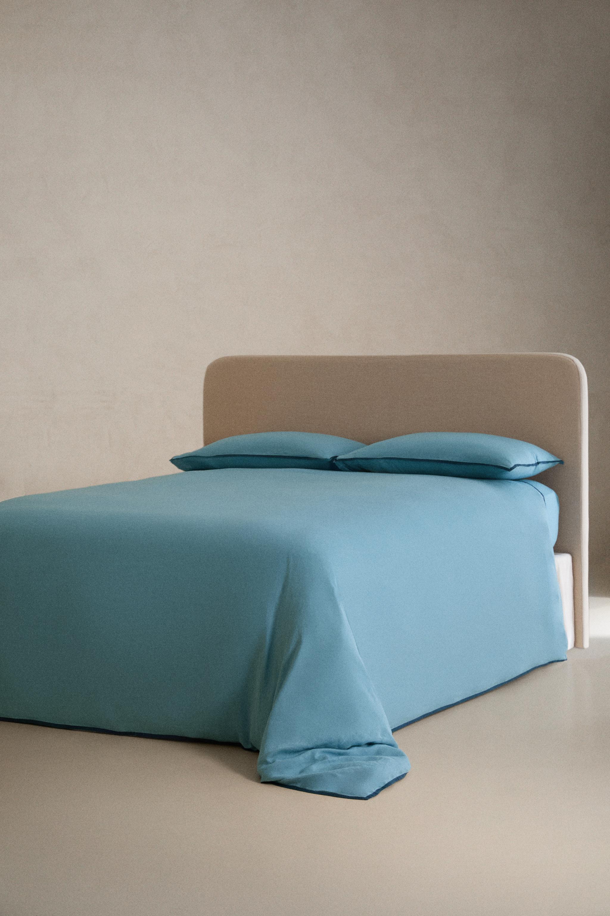 CONTRAST LINEN DUVET COVER — Blue