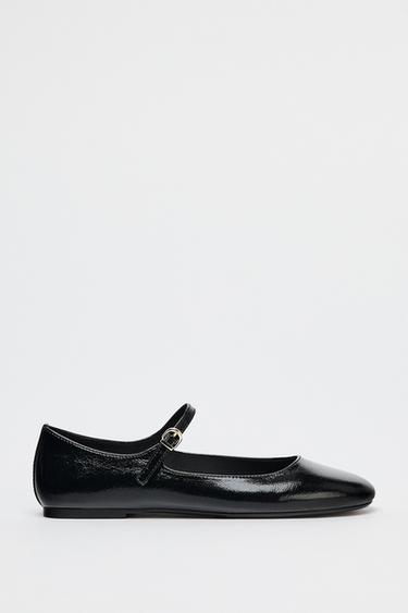 PATENT EFFECT BALLERINAS - Black by Zara
