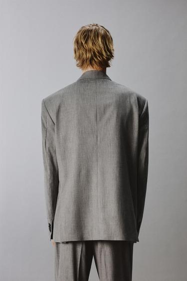 TEXTURED STRIPED SUIT BLAZER - Grey by Zara - Image 2