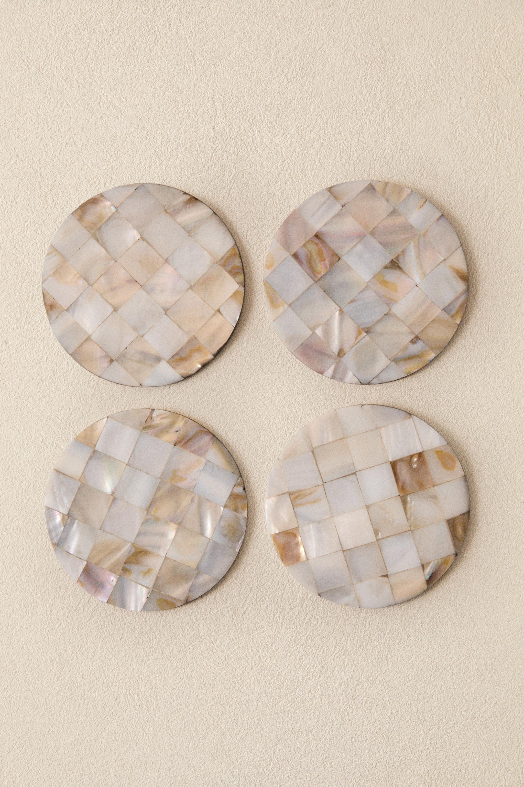 SET OF MOTHER-OF-PEARL COASTERS (SET OF 4)