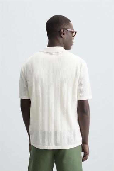 CHEMISE EN MAILLE AJOURÉE - Blanc cassé de Zara - Image 2