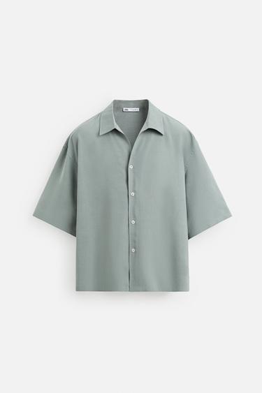 CHEMISE FLUIDE COUPE DÉCONTRACTÉE - Vert / Bleu de Zara - Image 6