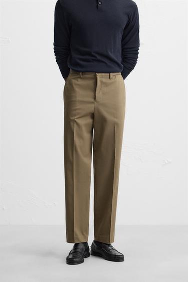 Zara PANTALONE REGULAR FIT KROJA SA GAJKAMA – Kaki