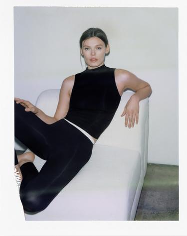 Zara COTTON MODAL TOP - Black