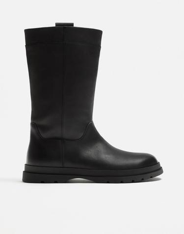 BOTA PIEL CAÑA ALTA - Negro de Zara
