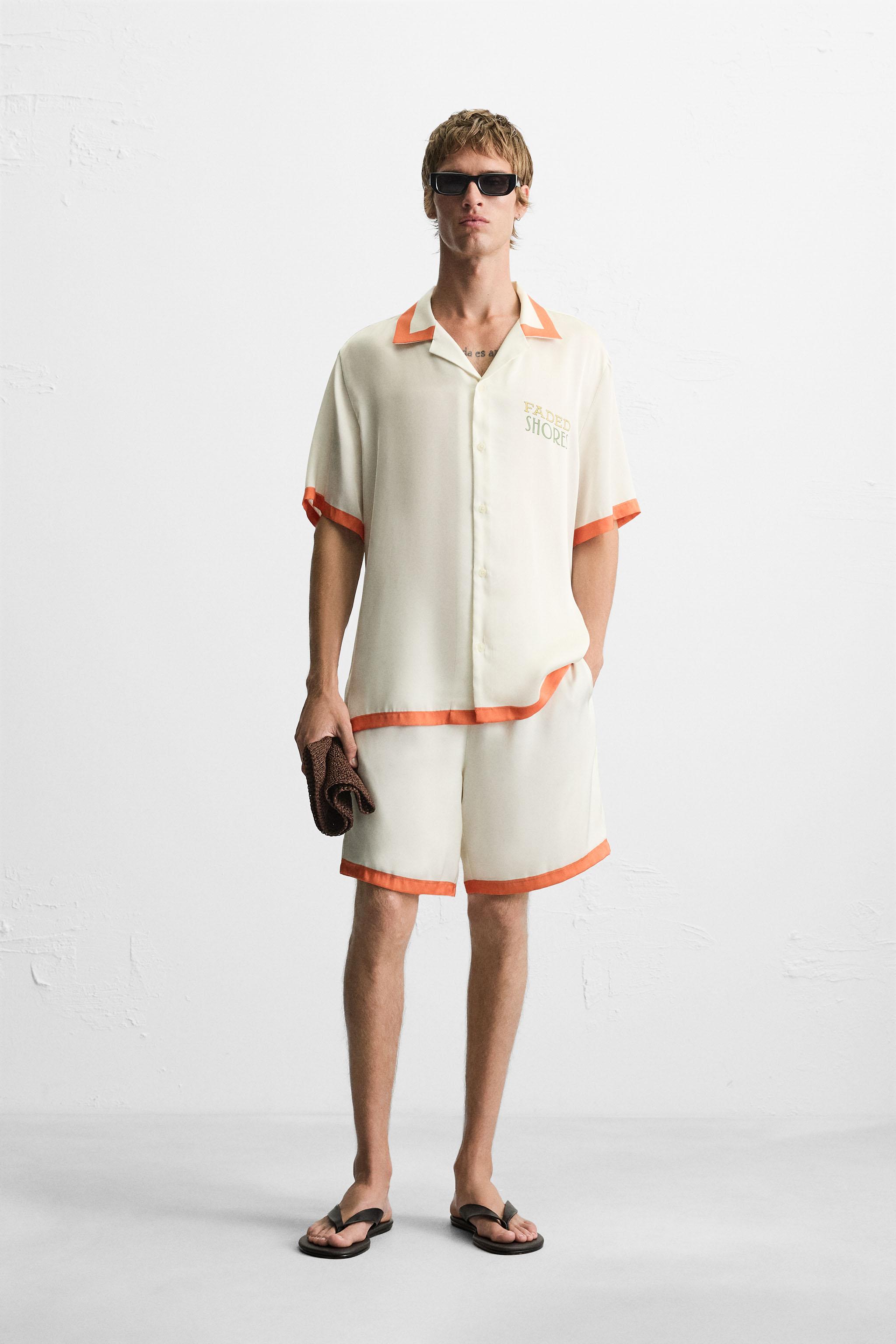 CHEMISE SATINÉE À BANDES CONTRASTÉES