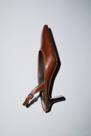 LEATHER SLINGBACK SHOES LIMITED EDITION - Brown by Zara