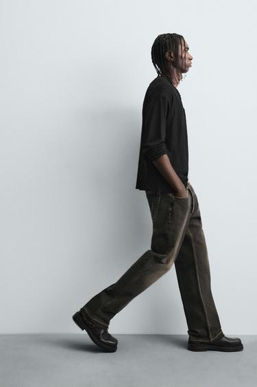 RELAXED FLARE FIT JEANS - Brown by Zara - Image 5