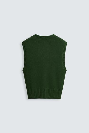 GILET EN MAILLE MÉLANGE VISCOSE - Vert de Zara - Image 6