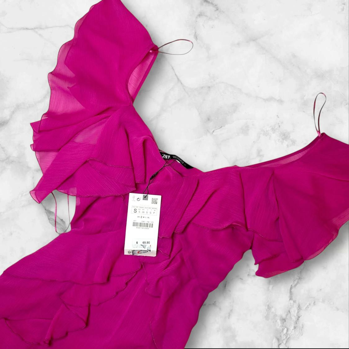 RUFFLED MIDI SLIP DRESS