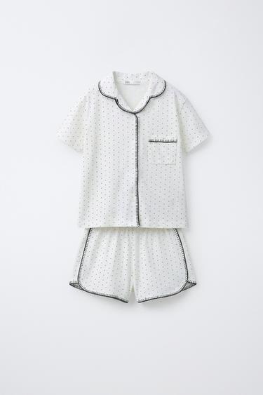AGES 6-14 / POLKA DOT SHIRT PYJAMAS - Ecru by Zara