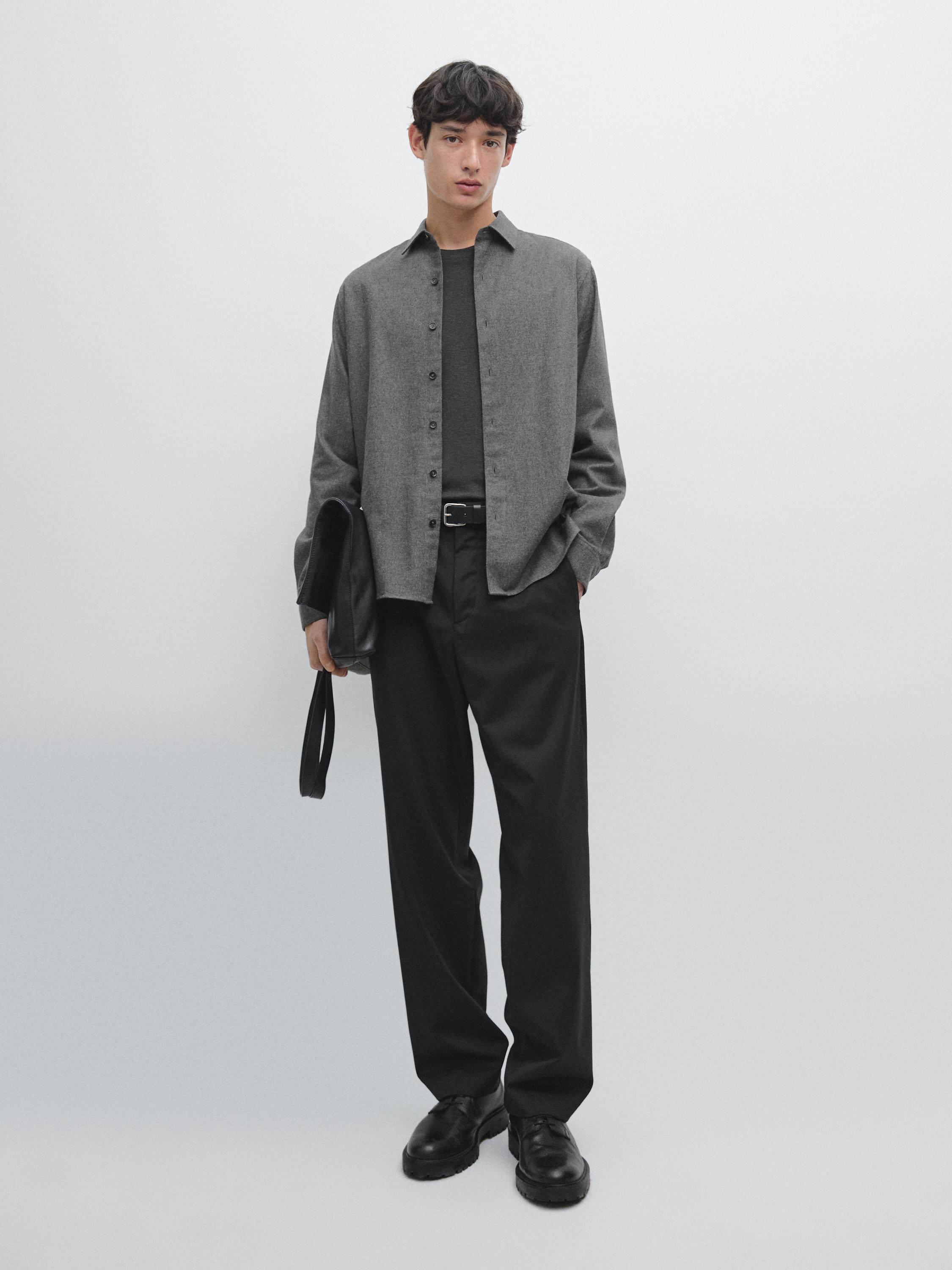 Regular fit check texture melange shirt