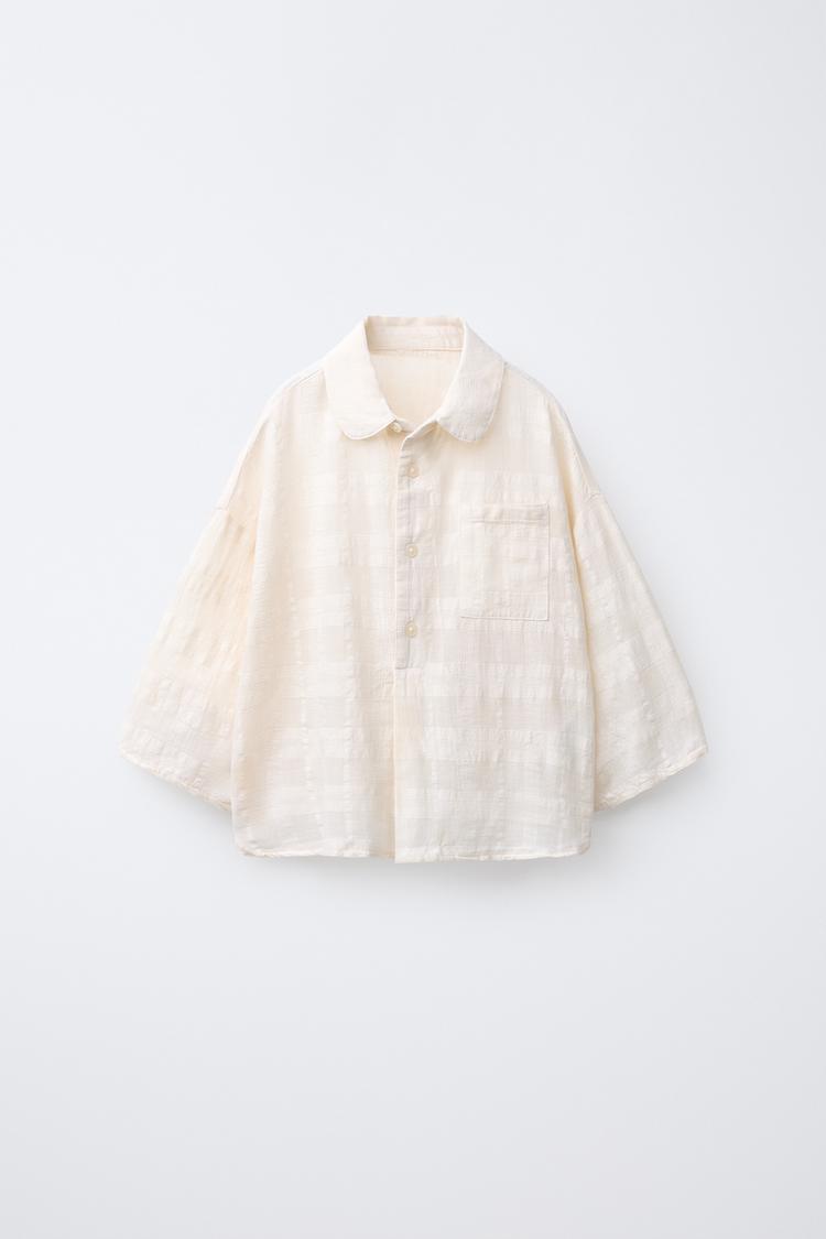 TEXTURED CHECK SHIRT Ecru ZARA Thailand