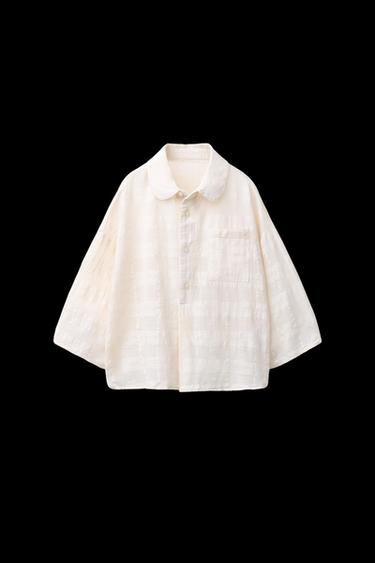 TEXTURED CHECK SHIRT - Ecru by Zara - Image 0