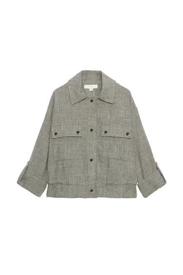 CHAQUETA CORTA MANGA REMANGADA - Verde vigoré de Zara