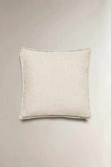 WASHED COTTON QUILTED CUSHION COVER (180 THREAD COUNT) - Oyster-white by Zara - Image 2