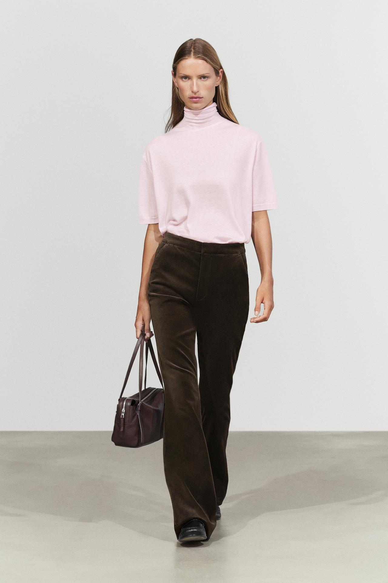 Velvet skinny flare fit pants — Chocolate