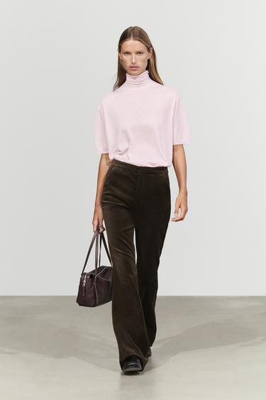 Velvet skinny flare fit pants — Chocolate 1