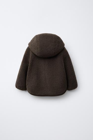 VESTE EFFET MOUTON À CAPUCHE - Marron foncé de Zara - Image 1