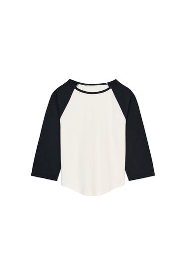 HEAVY COTTON RAGLAN SLEEVE T-SHIRT - Black / White by Zara