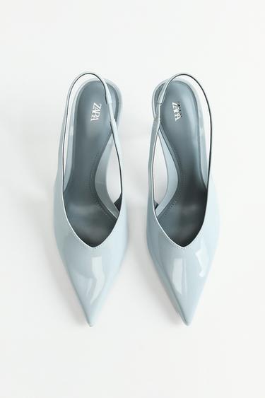 Zara PATENT FINISH SLINGBACK SHOES - Blue