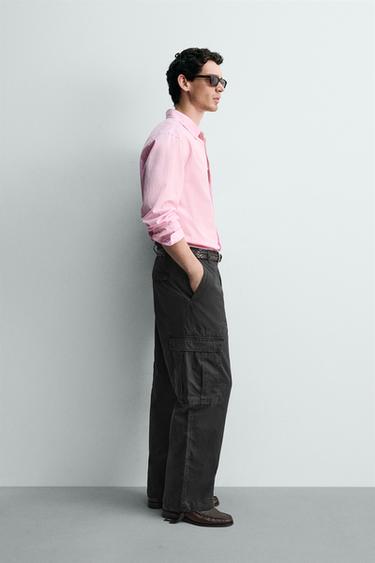PANTALON BATTLE COUPE DÉCONTRACTÉE DÉLAVÉ - Bleu de Zara - Image 3
