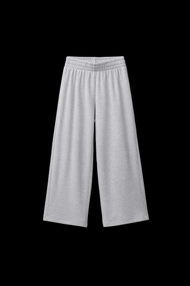 Zara SOFT TOUCH WIDE LEG PANTS - Gray - Image 0