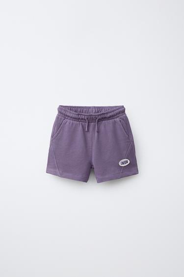 CALÇÕES BERMUDA GARMENT DYE PATCH - Roxo da Zara