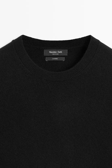 Knit 100% cashmere round neck sweater — Black 2