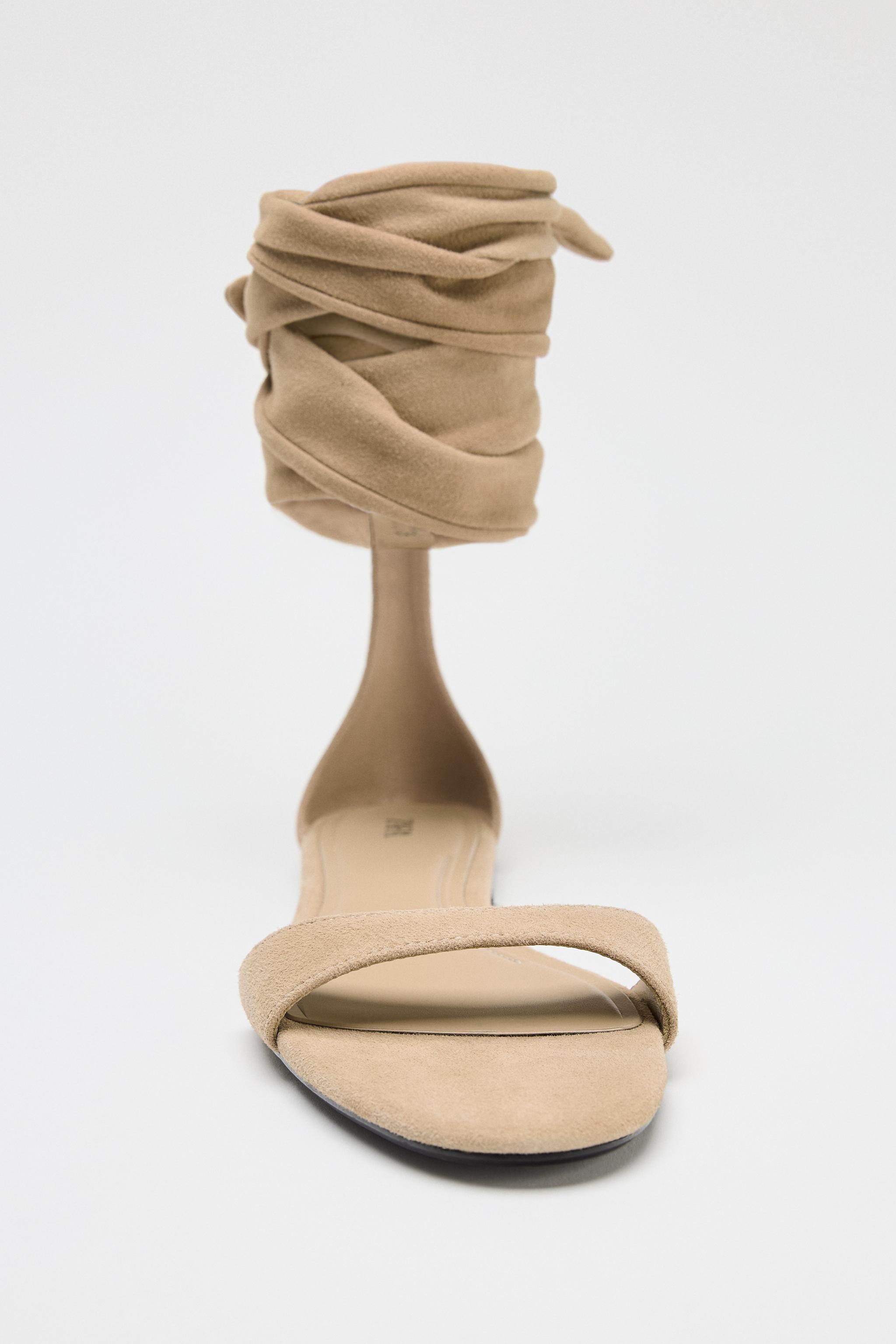 【ZARA】フラット レザー ストラッピー サンダル 3641/510/718 LEATHER STRAPPY FLAT SANDALS - SAND/BROWN | ZARA United States