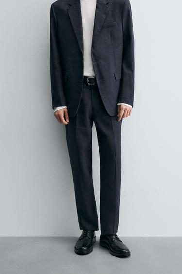 PANTALÓN TRAJE 100% LINO - Marino de Zara