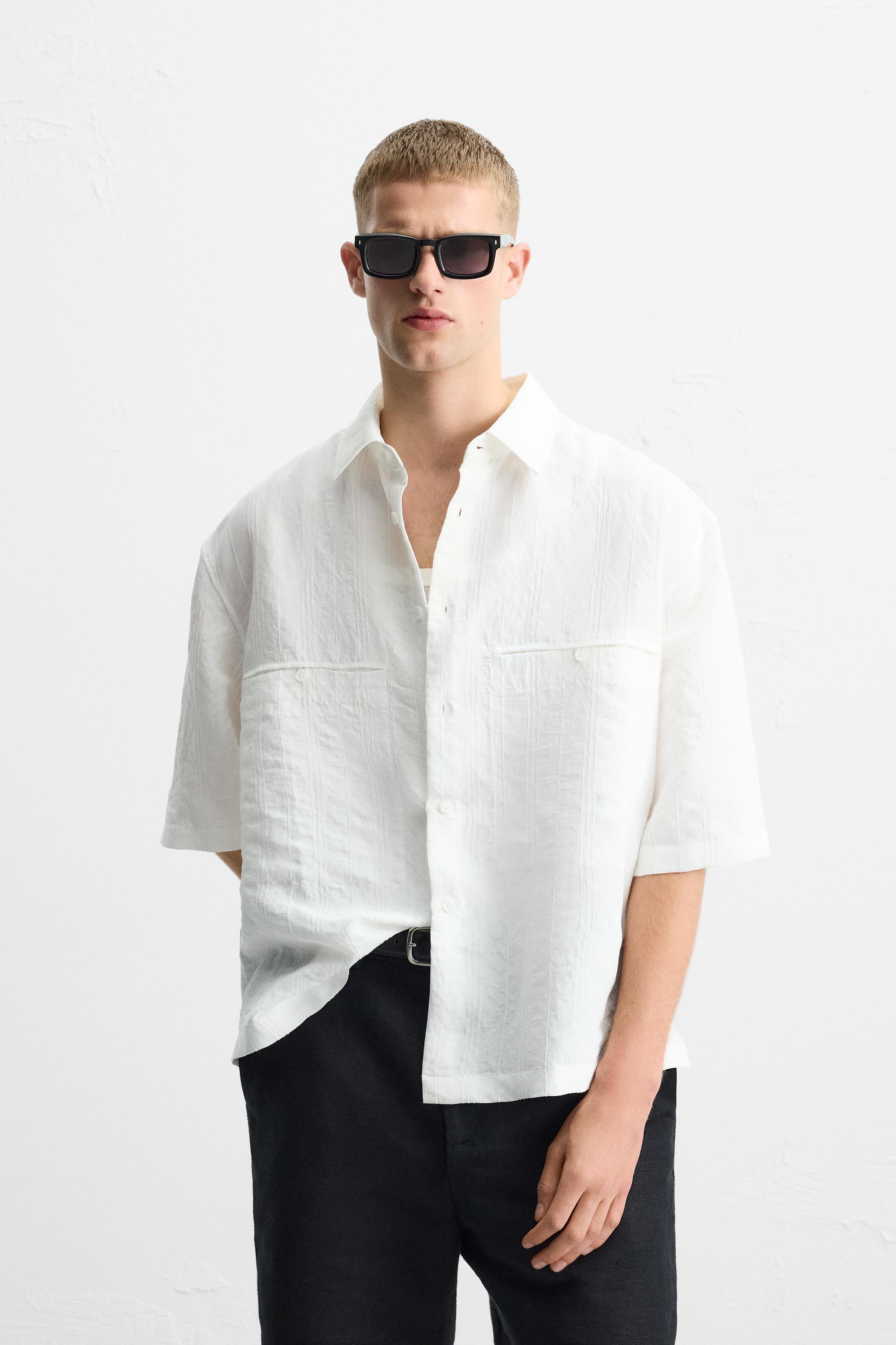 ストライプ柄ジャカードシャツ - ホワイト | ZARA Japan / 日本