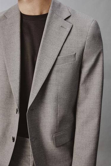 REGULAR FIT TEXTURED SUIT BLAZER - Beige by Zara - Image 6