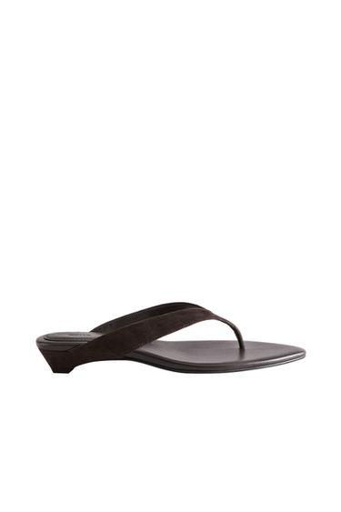 LEATHER HIGH-HEEL SANDALS - Brown by Zara