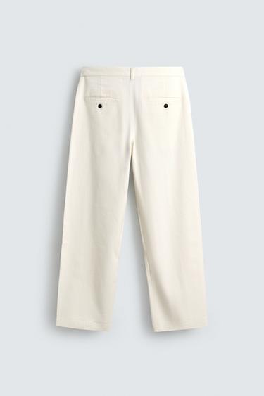 STRAIGHT-LEG CHINO TROUSERS - White by Zara - Image 6