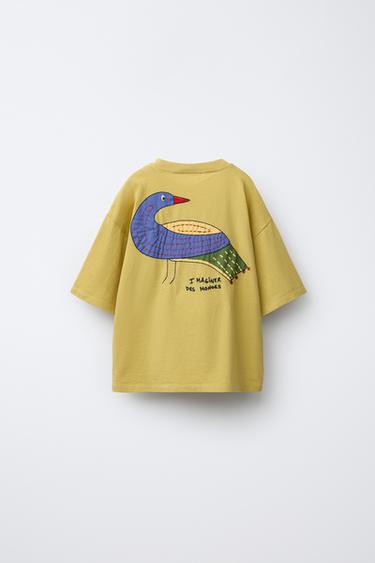 T-SHIRT WITH BIRD EMBROIDERY - Mustard by Zara - Image 1