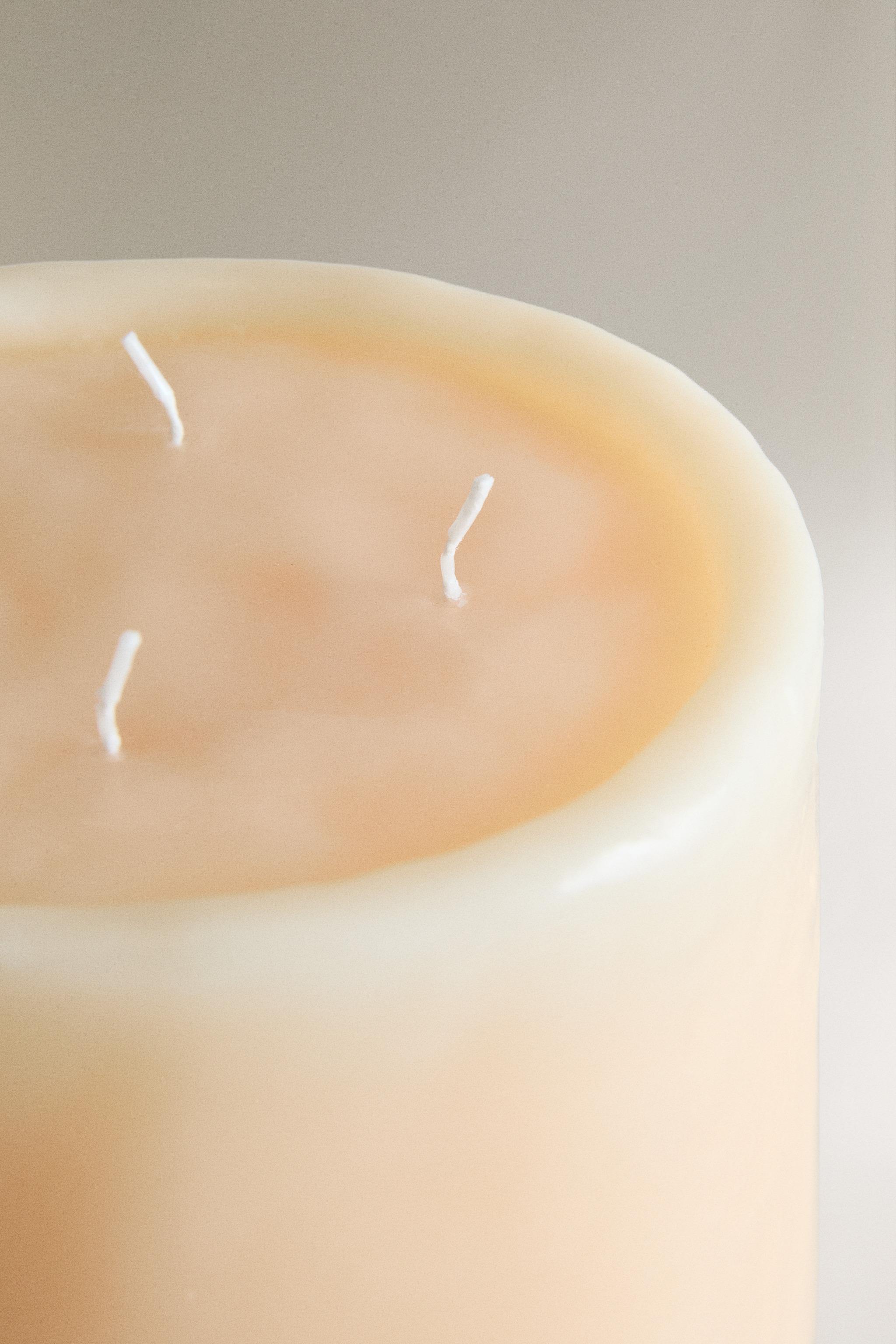 BEIGE DECORATIVE PILLAR CANDLE — Cream