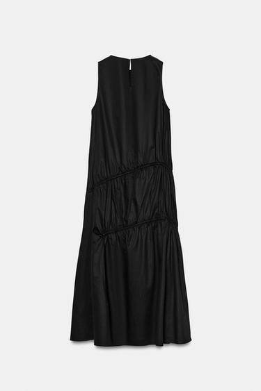 トレンチコートワンピース リボンディテールブラックZaraのトレンチコートワンピース リボンディテール - ブラック 