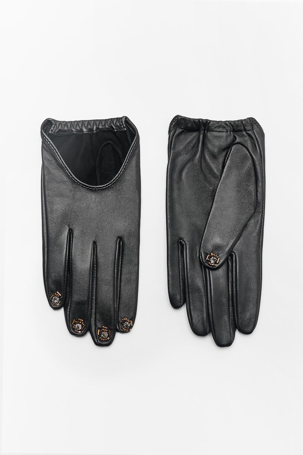 100% LEATHER GLOVES WITH BEAD DETAIL
