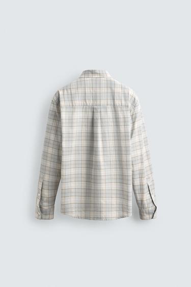 CHEMISE REGULAR FIT À CARREAUX - Bleu ciel de Zara - Image 7