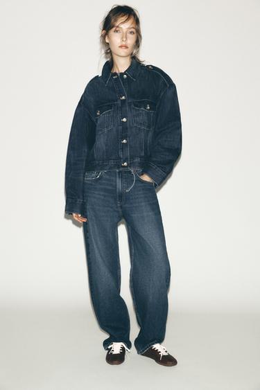 JEANS TRF BALLOON TIRO MEDIO - Marino de Zara