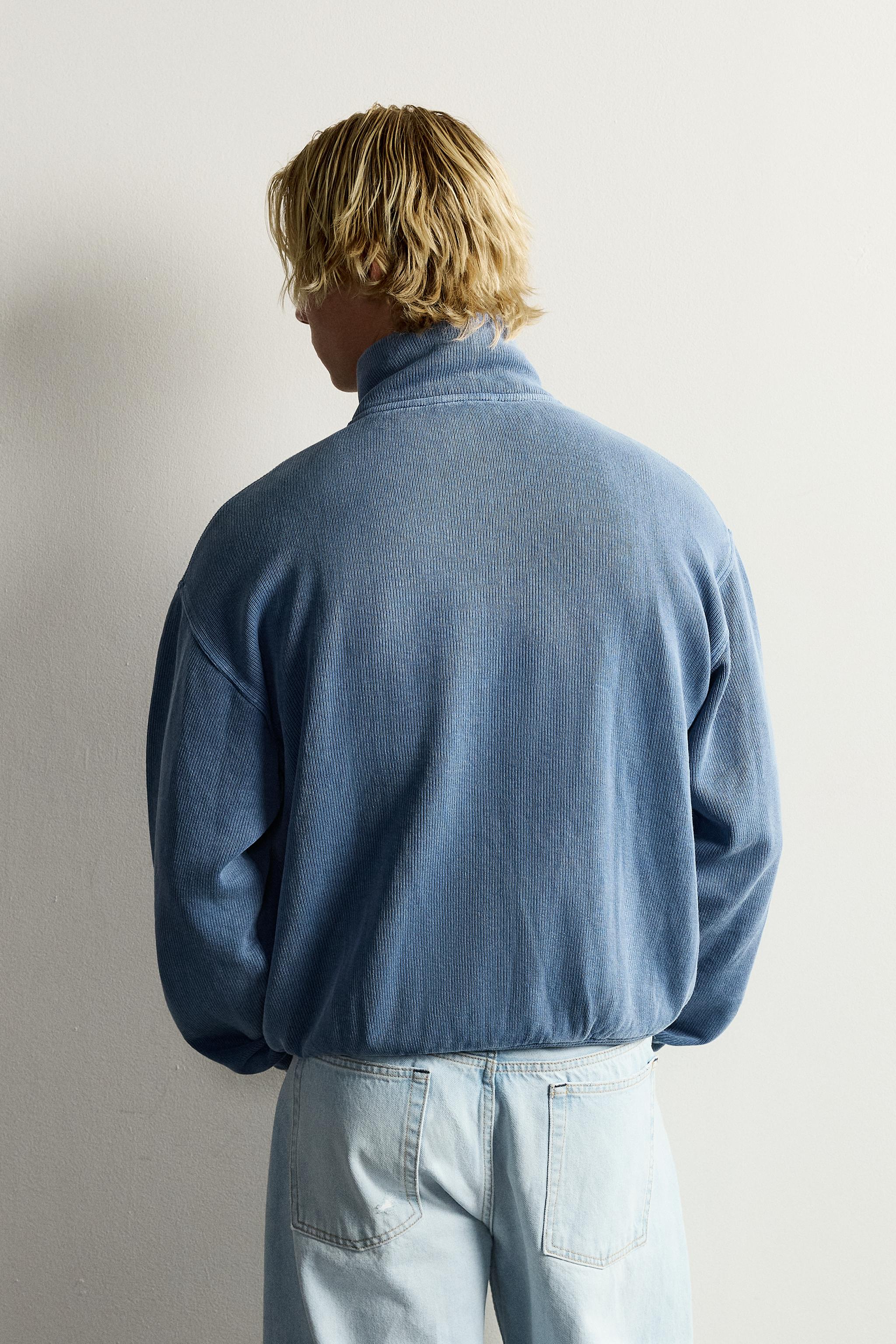 WASHED RIBBED ZIP-UP JACKET