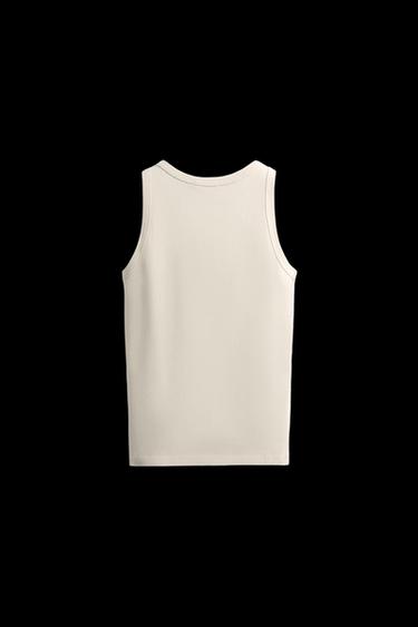 Zara RIBBED TANK TOP - Ecru