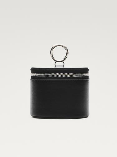 Bolso redondo joyas piel napa - Negro de Zara