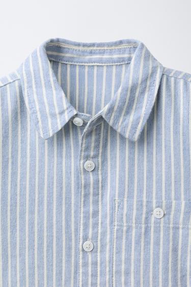 CHEMISE À RAYURES SOFT TOUCH - Bleu de Zara - Image 2