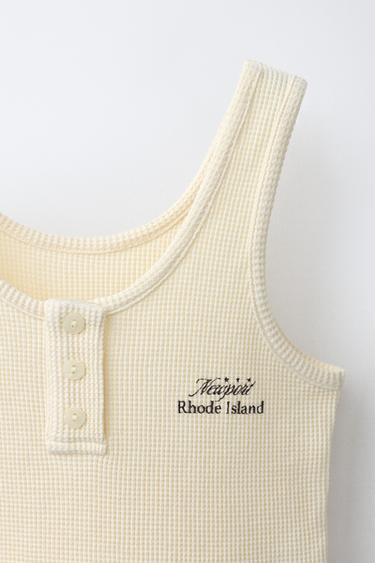 TOP WAFFLE À INSCRIPTION - Jaune de Zara - Image 2