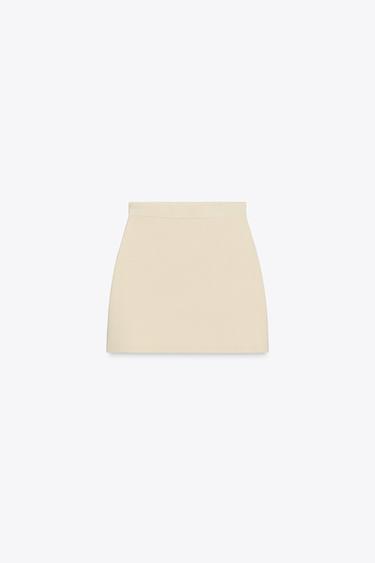 KNIT MINI SKIRT - Beige by Zara