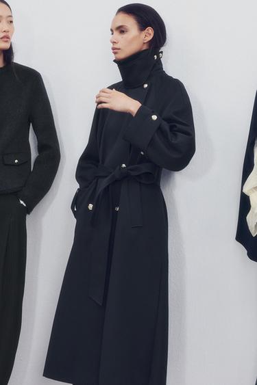 ZW COLLECTION LONG TRENCH COAT - Dark navy by Zara